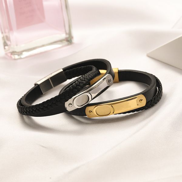 new luxury leather stainless steel bracelets woven antique gold and silver charm letter bracelet mens bracelet fashion hip hop jewelry party, Golden;silver
new luxury leather stainless steel bracelets woven antique gold and silver charm letter bracelet mens bracelet fashion hip hop jewelry party, Golden;silver