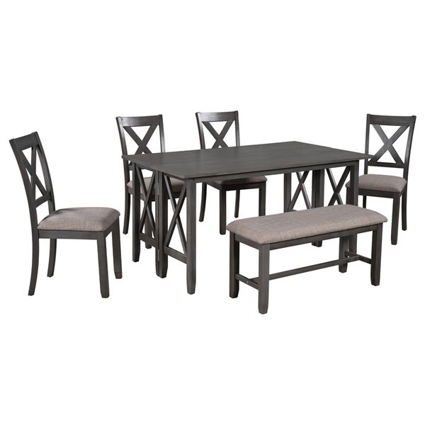 dining room furniture 6-piece family home set solid wood foldable table and 4 chairs with bench for living room
dining room furniture 6-piece family home set solid wood foldable table and 4 chairs with bench for living room
