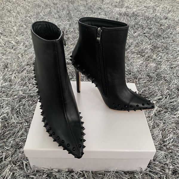 lady casual designer fashion women boots black leather spikes high heels stiletto point toe short martin booties250o
lady casual designer fashion women boots black leather spikes high heels stiletto point toe short martin booties250o