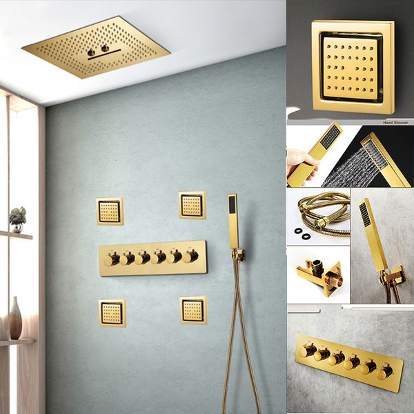 luxury golden led light shower set 5 functions rainfall waterfall ceiling showerhead massage system high flow 70l thermostatic mixer diverte
luxury golden led light shower set 5 functions rainfall waterfall ceiling showerhead massage system high flow 70l thermostatic mixer diverte