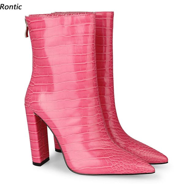 rontic new women winter ankle boots pattern chunky heels pointed toe beautiful pink orange yellow party shoes us size 4-13, Black
rontic new women winter ankle boots pattern chunky heels pointed toe beautiful pink orange yellow party shoes us size 4-13, Black