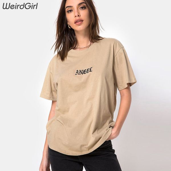 weirdgirl women angel embroidery casual fashion tshirts letter short sleeve oneck khaki loose elastic female tees summer y200412, White
weirdgirl women angel embroidery casual fashion tshirts letter short sleeve oneck khaki loose elastic female tees summer y200412, White