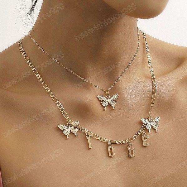 butterfly pendant necklaces for women fashion letter love charm multilayer choker necklace bohemian jewelry, Silver
butterfly pendant necklaces for women fashion letter love charm multilayer choker necklace bohemian jewelry, Silver