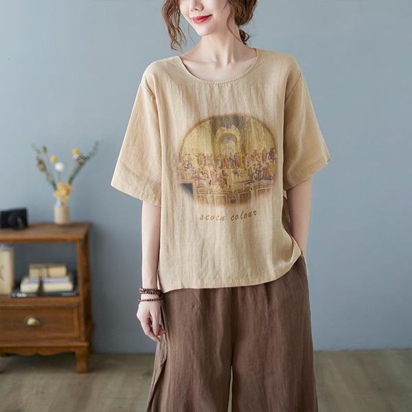 thin soft cotton loose summer t shirts painting print vintage all-match women casual shirt tees t-shirt, White
thin soft cotton loose summer t shirts painting print vintage all-match women casual shirt tees t-shirt, White