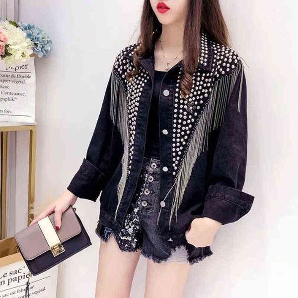 lucuever tassel rivet denim jacket women black gothic punk streetwear cool outwear jackets woman fashion long sleeve loose coats l220714, Black;brown
lucuever tassel rivet denim jacket women black gothic punk streetwear cool outwear jackets woman fashion long sleeve loose coats l220714, Black;brown