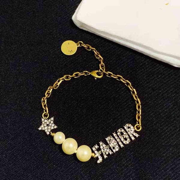 d family letter chain pearl light high-grade women's jewelry2022 luxury brand fashion design versatile ladies bracelet, Black
d family letter chain pearl light high-grade women's jewelry2022 luxury brand fashion design versatile ladies bracelet, Black