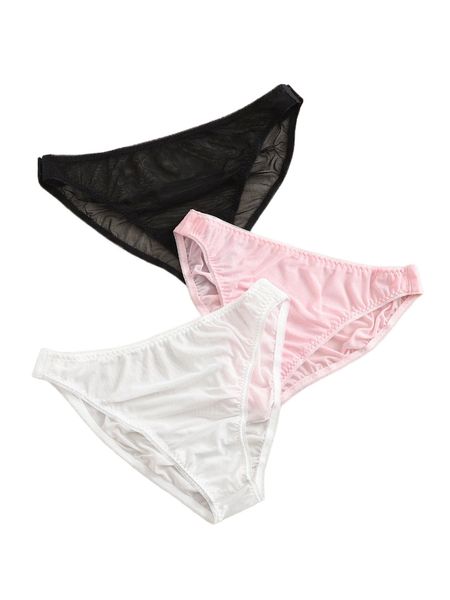 3pack plus sheer mesh thong 47sa#, Black;white