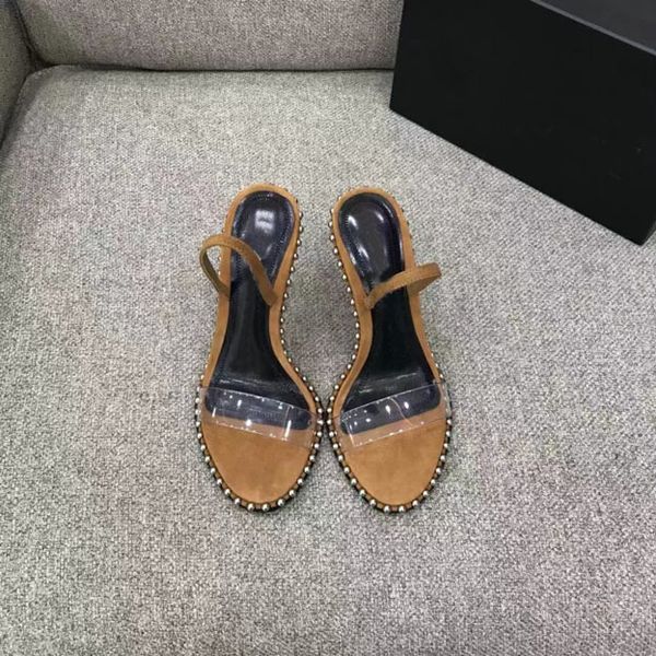 new pvc transparent 9.5cm high-heeled sandals, steel ball decoration, comfortable and women's wedding shoes, standard size: 35-42 boxes, Black
new pvc transparent 9.5cm high-heeled sandals, steel ball decoration, comfortable and women's wedding shoes, standard size: 35-42 boxes, Black