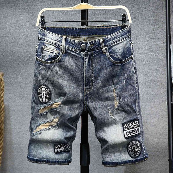 beggar hole denim shorts scraped loose straight men's 5-point pants fashion brand, Blue
beggar hole denim shorts scraped loose straight men's 5-point pants fashion brand, Blue