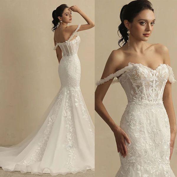 off shoulder ivory wedding dress 2022 appliques boho bridal gowns, White
off shoulder ivory wedding dress 2022 appliques boho bridal gowns, White