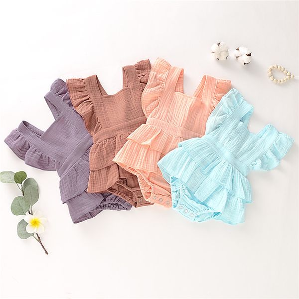 4 colors born infant baby girls summer rompers sleeveless solid cotton linen layered romper jumpsuits soft casual outfits 220525, Blue
4 colors born infant baby girls summer rompers sleeveless solid cotton linen layered romper jumpsuits soft casual outfits 220525, Blue