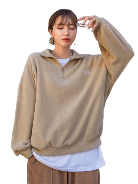 dazy quarter zip letter embroidery drop shoulder fleece sweatshirt x1zv#, Black
dazy quarter zip letter embroidery drop shoulder fleece sweatshirt x1zv#, Black