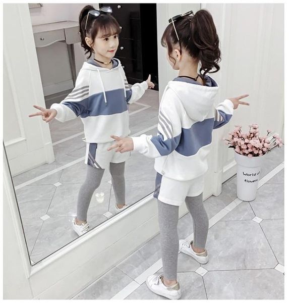 clothing sets 5-10 years old children's spring girl baby fashion stitching stripes leisure sports big child suit two-piece, White
clothing sets 5-10 years old children's spring girl baby fashion stitching stripes leisure sports big child suit two-piece, White