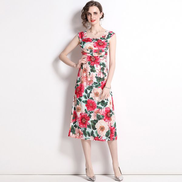 fashion peony floral printing dress 2022 summer new square neck folds elastic waist sliming vestidos beach holiday dresses, Black;gray
fashion peony floral printing dress 2022 summer new square neck folds elastic waist sliming vestidos beach holiday dresses, Black;gray