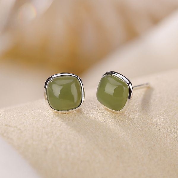 earrings s925 sterling silver natural hetian qingyu simple personality square earrings, minority design sense women's, Golden;silver
earrings s925 sterling silver natural hetian qingyu simple personality square earrings, minority design sense women's, Golden;silver