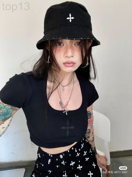 women's t-shirt designer chaopai 22 early spring new minority design leather cross metal buckle t-shirt women's handsome cool shor, White
women's t-shirt designer chaopai 22 early spring new minority design leather cross metal buckle t-shirt women's handsome cool shor, White