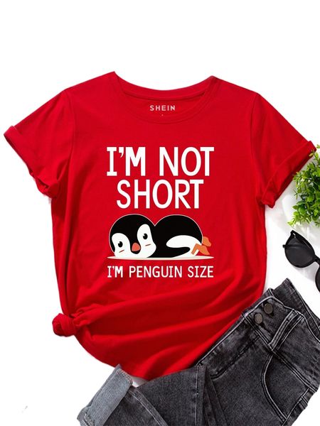 penguin & slogan graphic tee 75cr#, White
