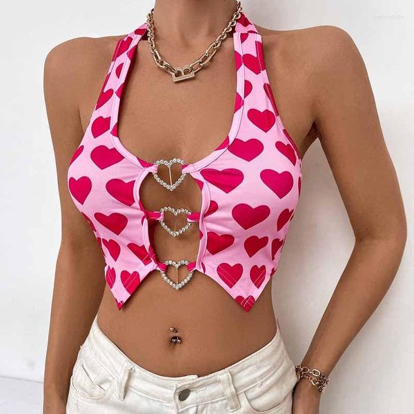 women's tanks & camis summer casual printing halter neck tie love diamond buckle hollow out navel camisole small vest women, White
women's tanks & camis summer casual printing halter neck tie love diamond buckle hollow out navel camisole small vest women, White