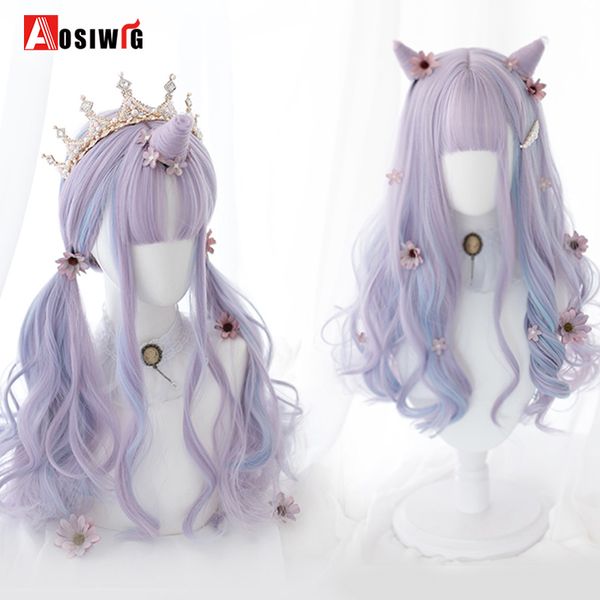 costume accessories lolita wigs synthetic long culry wig blonde blue pink wavy hair with bangs bob cosplay halloween wig for women false, Silver 
costume accessories lolita wigs synthetic long culry wig blonde blue pink wavy hair with bangs bob cosplay halloween wig for women false, Silver