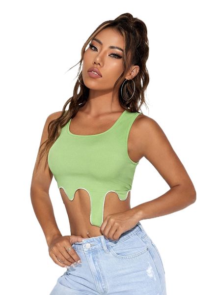 asymmetrical hem crop tank n12j#, White 
asymmetrical hem crop tank n12j#, White