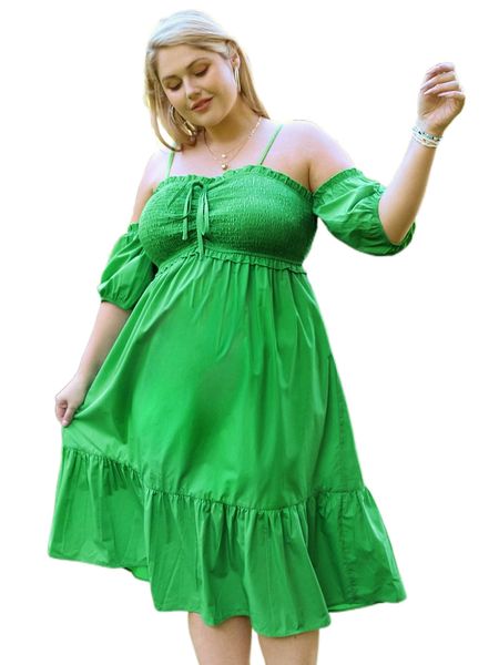 plus cold shoulder shirred knot front ruffle hem dress d22t#, Black
plus cold shoulder shirred knot front ruffle hem dress d22t#, Black