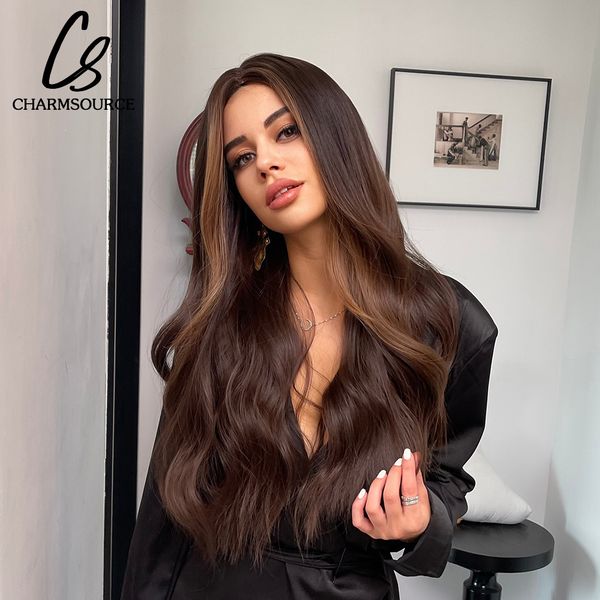 long natural wavy hair middle part synthetic wigs for women mixed brown with blonde wig daily party use heat resistant fiberfactory direct, Black
long natural wavy hair middle part synthetic wigs for women mixed brown with blonde wig daily party use heat resistant fiberfactory direct, Black