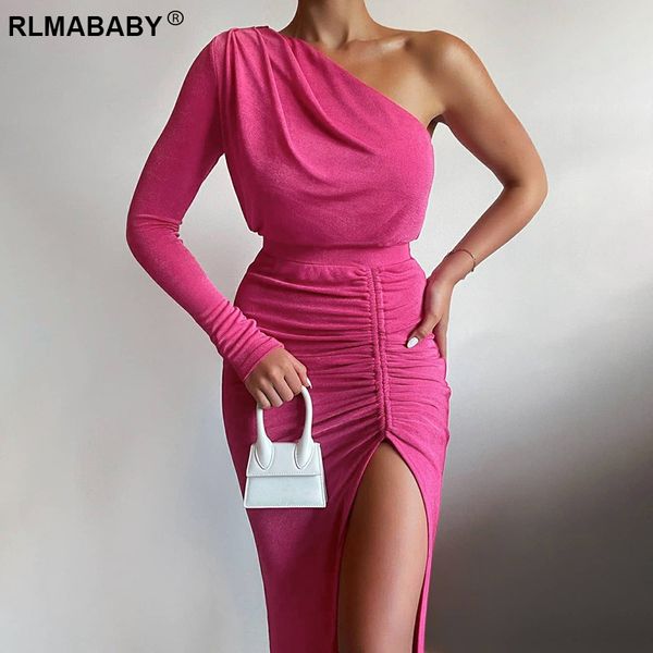 elegant party women one shoulder sleeve drawstring ruched mid-calf bodycon dress slim backless high split folds long dress, Black;gray
elegant party women one shoulder sleeve drawstring ruched mid-calf bodycon dress slim backless high split folds long dress, Black;gray