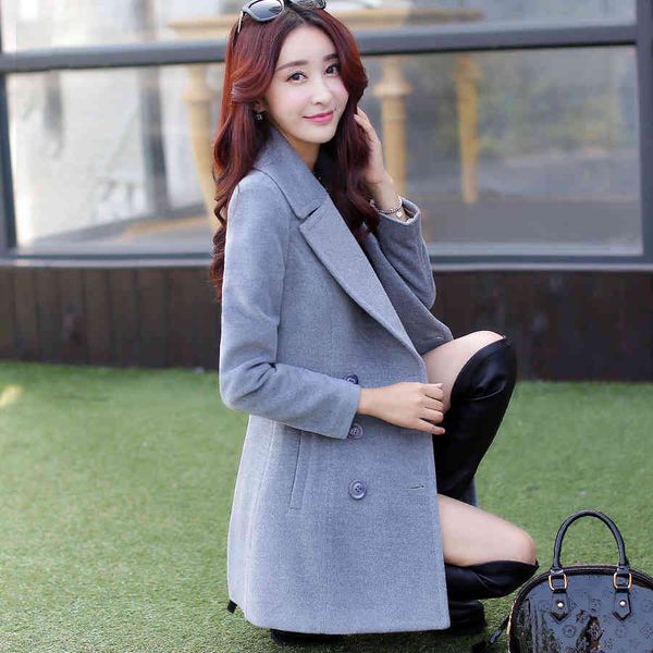 women's wool & blends korean woolen overcoat women's dress slim fit medium long fashion w7oh, Black
women's wool & blends korean woolen overcoat women's dress slim fit medium long fashion w7oh, Black
