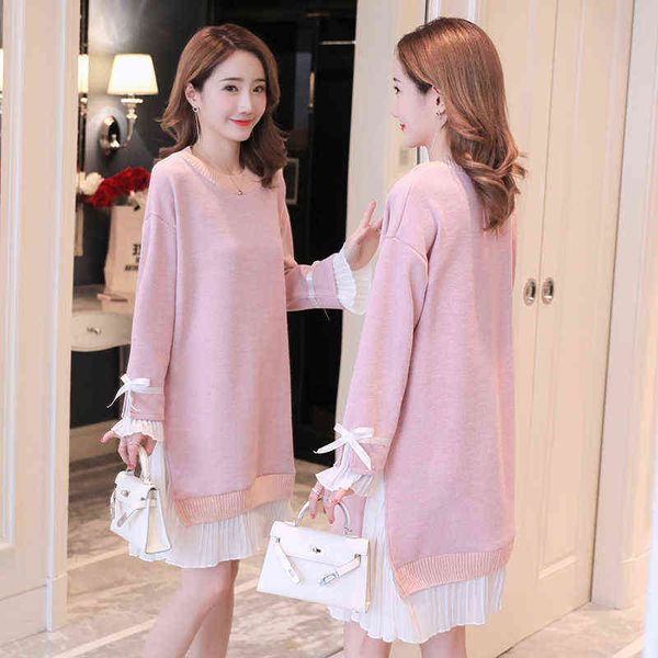 autumn maternity long sleeve dress long flare sleeve pleated chiffon patchwork knitted dress pregnant woman mini dresses j220628, White
autumn maternity long sleeve dress long flare sleeve pleated chiffon patchwork knitted dress pregnant woman mini dresses j220628, White