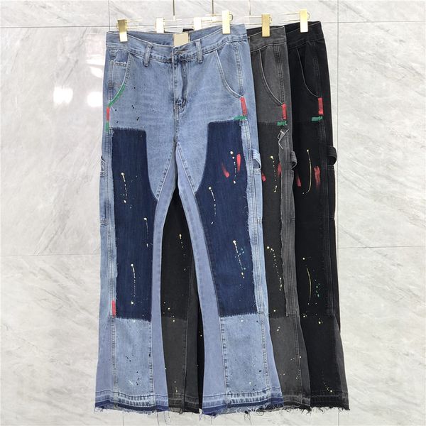 22fw men usa autumn winter hand paint distressed vintage denim pants patchwork jeans graffiti high street trousers, Black;brown
22fw men usa autumn winter hand paint distressed vintage denim pants patchwork jeans graffiti high street trousers, Black;brown
