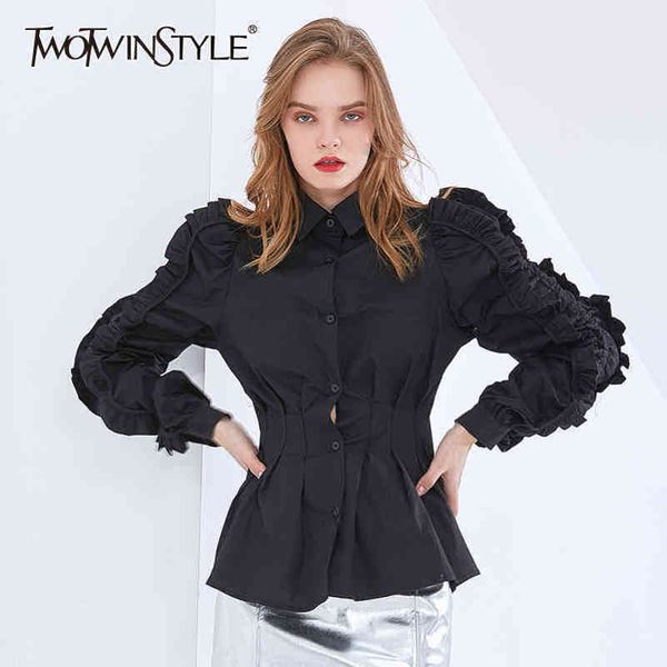 elegant solid shirt for women lapel ruffle sleeve tunic minimalist blouse female fashion clothing spring 210423, White
elegant solid shirt for women lapel ruffle sleeve tunic minimalist blouse female fashion clothing spring 210423, White