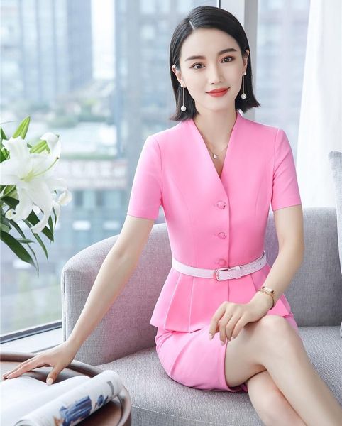 two piece dress summer female ladies skirt suits for women business pink blazer and jacket sets work wear office uniform stylestwo, White
two piece dress summer female ladies skirt suits for women business pink blazer and jacket sets work wear office uniform stylestwo, White