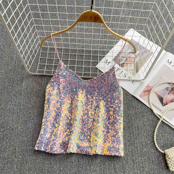 women's tanks camis summer fashion glittering sequin v-neck suspender vest women wear foreign style short loose sleeveless idzi, White
women's tanks camis summer fashion glittering sequin v-neck suspender vest women wear foreign style short loose sleeveless idzi, White