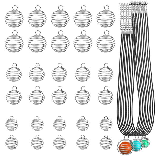 pendant necklaces spiral bead cages pendants with 30 black necklace chains co amcxk, Silver
pendant necklaces spiral bead cages pendants with 30 black necklace chains co amcxk, Silver