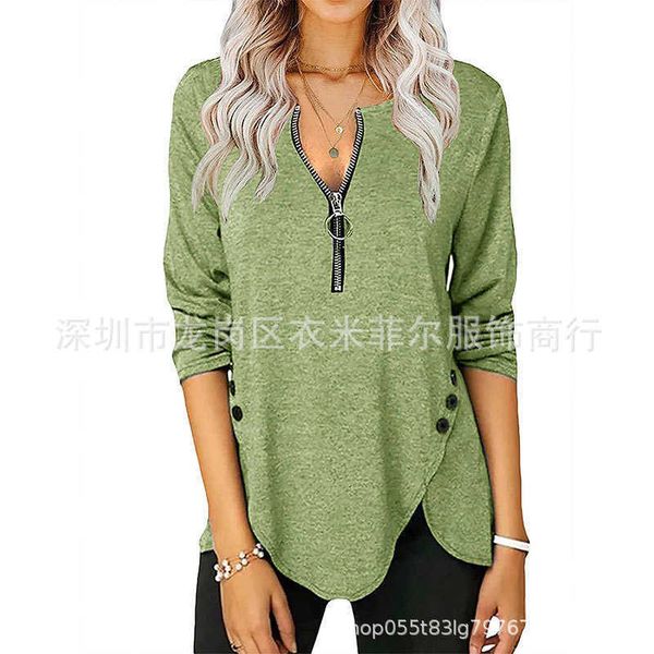 new women's casual long sleeve t-shirt v-neck zipper button, Tan;black
new women's casual long sleeve t-shirt v-neck zipper button, Tan;black