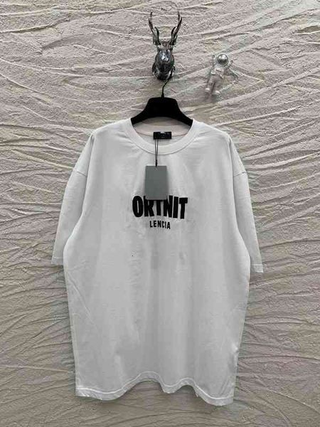 women's t-shirt high version correct printing fortress letter short sleeve can be solid, White
women's t-shirt high version correct printing fortress letter short sleeve can be solid, White