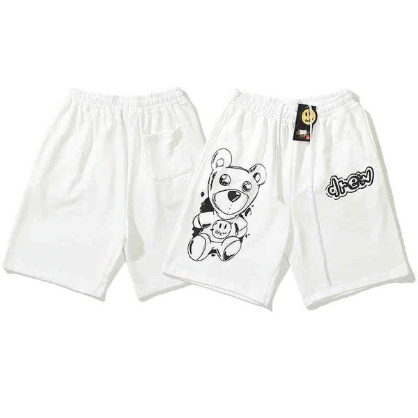 men's shorts in spring and summer dew sketch bear casual shorts for men women, White;black
men's shorts in spring and summer dew sketch bear casual shorts for men women, White;black