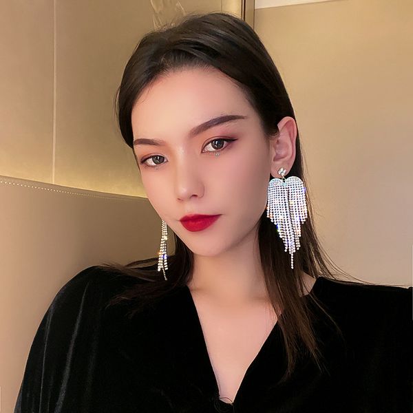 925 silver needle european and american fashion exaggerating heart-shapaed full rhinestone tassel earrings internet influencer long earrings, Golden
925 silver needle european and american fashion exaggerating heart-shapaed full rhinestone tassel earrings internet influencer long earrings, Golden