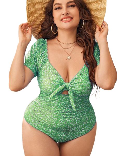 plus ditsy floral print knot front cut out one piece swimsuit v9uu#, White;black
plus ditsy floral print knot front cut out one piece swimsuit v9uu#, White;black