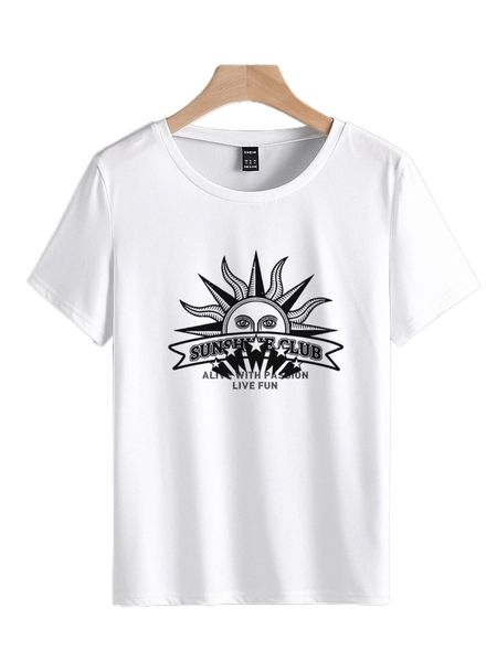 sun & slogan graphic tee c7vt#, White
sun & slogan graphic tee c7vt#, White
