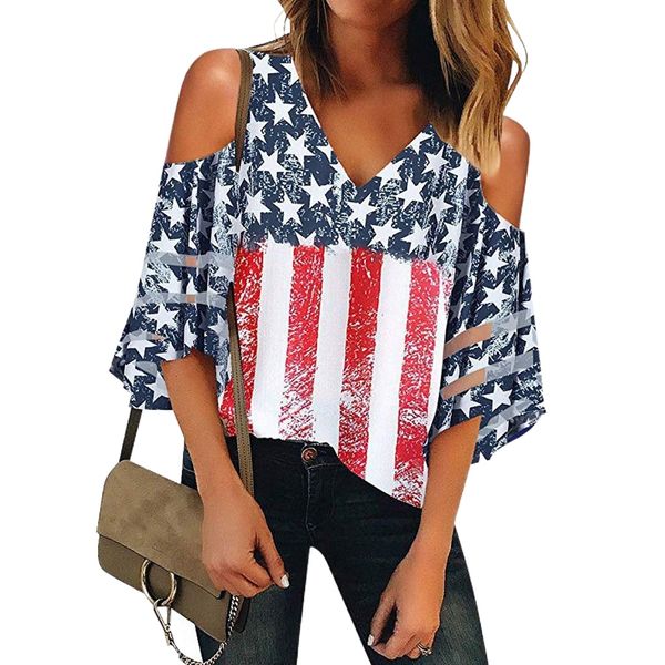 2020 new european and american summer flag print shoulder mesh stitching 7-sleeve women's jacket h4ze#, White
2020 new european and american summer flag print shoulder mesh stitching 7-sleeve women's jacket h4ze#, White