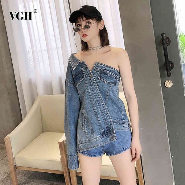 asymmetrical denim jacket for women long sleeve irregular hem casual streetwear spring jackets female fashion stylish 210507, Black;brown
asymmetrical denim jacket for women long sleeve irregular hem casual streetwear spring jackets female fashion stylish 210507, Black;brown