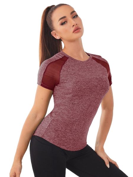 mesh panel raglan sleeve sports tee i8xx#, Gray 
mesh panel raglan sleeve sports tee i8xx#, Gray
