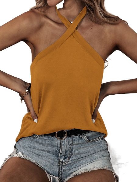 solid backless halter s3kw#, White