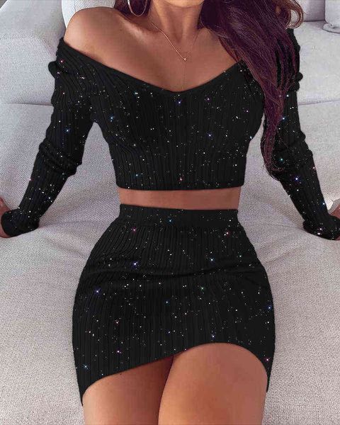 2020 spring fashion women casual two-piece set suit sets bodycon dress glitter off shoulder crop & skirt sets t220729, Gray
2020 spring fashion women casual two-piece set suit sets bodycon dress glitter off shoulder crop & skirt sets t220729, Gray