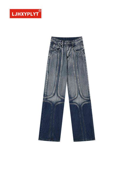 high street american jeans women summer straight loose high waist thin gradient personality wide leg pants trend denim trousers t220728, Blue
high street american jeans women summer straight loose high waist thin gradient personality wide leg pants trend denim trousers t220728, Blue