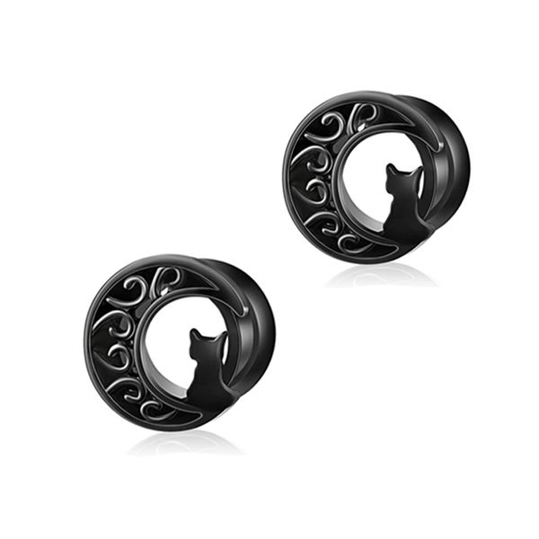wholesales 6-16mm black cat on moon stainlesss steel ear tunnels and plugs double flare earrings gauges stretcher kit body pierc, Silver
wholesales 6-16mm black cat on moon stainlesss steel ear tunnels and plugs double flare earrings gauges stretcher kit body pierc, Silver