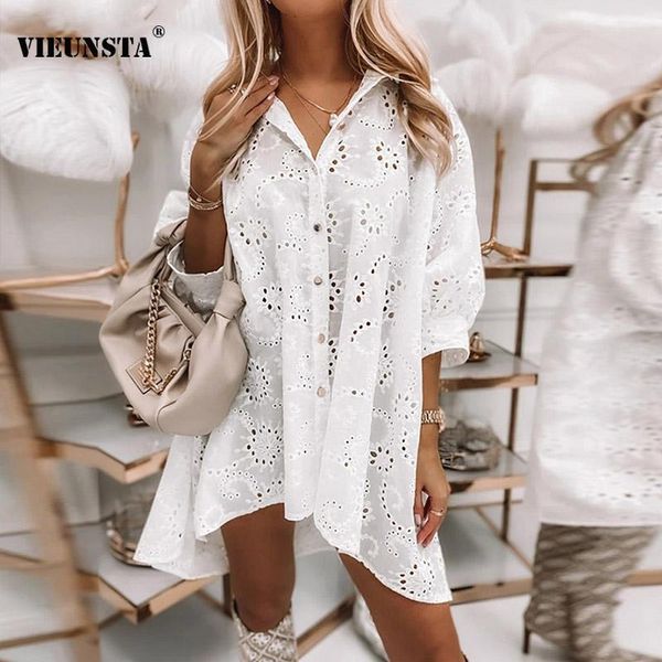 white hollow out embroidery mini shirt dress women turn down collar button spring autumn solid loose party 220521, Black;gray
white hollow out embroidery mini shirt dress women turn down collar button spring autumn solid loose party 220521, Black;gray