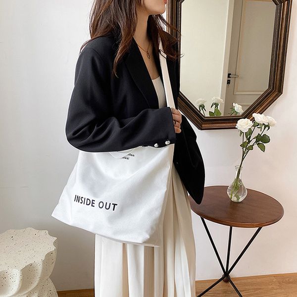 letter printed canvas bag casual large-capacity shoulder messenger bag fashion