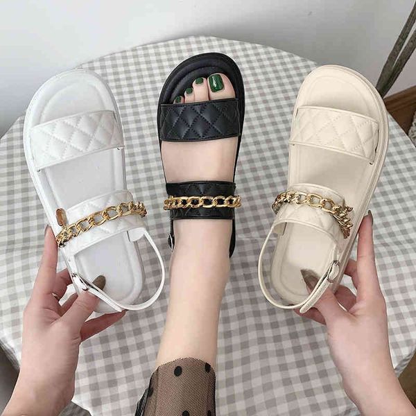 bottom new flat fashion leisure beach one word korean chain sandals women, Black
bottom new flat fashion leisure beach one word korean chain sandals women, Black